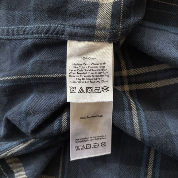 Eddie Bauer Shirt Men's Large Blue Plaid Button Down Long Sleeve Flannel Relaxed - Picture 9 of 9